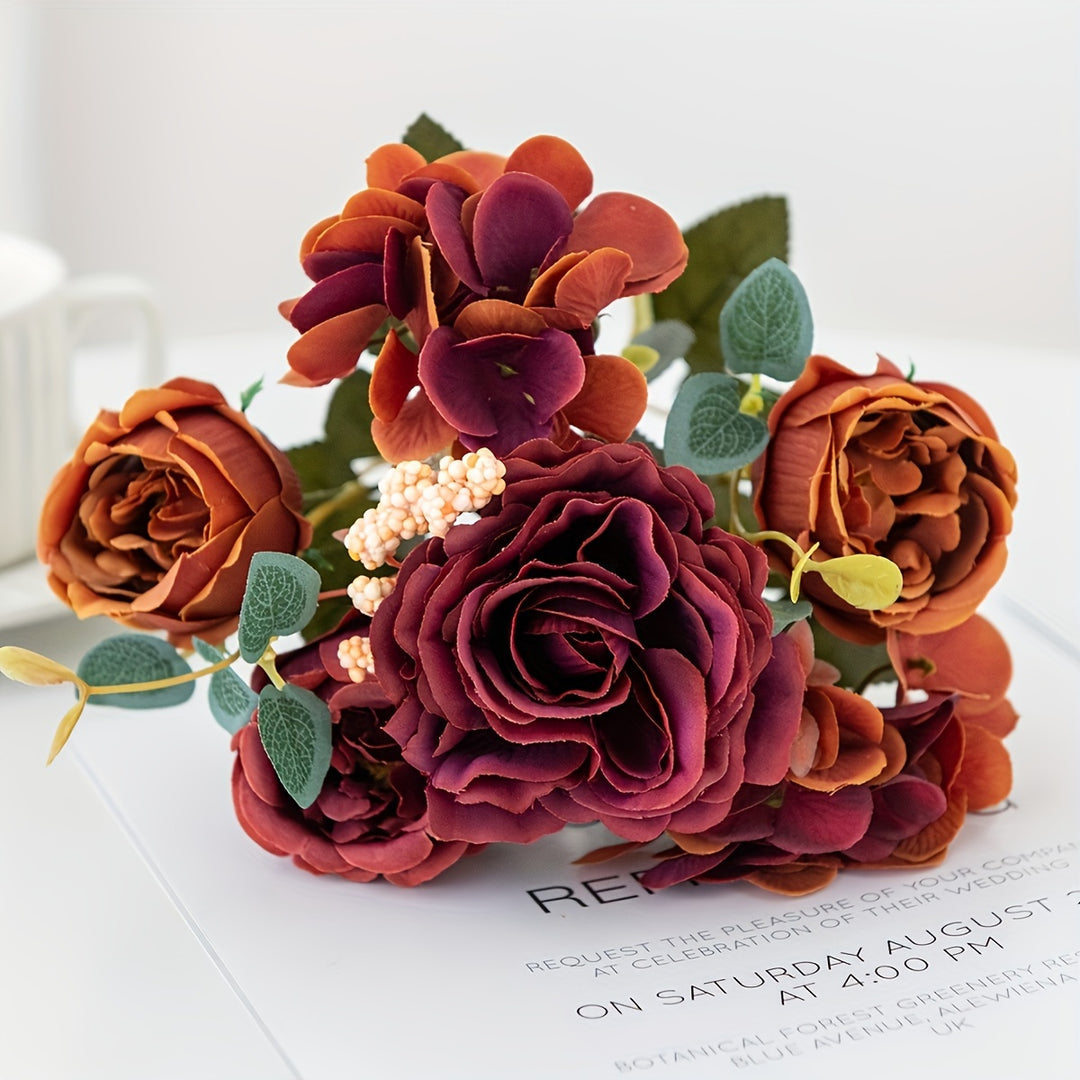 UV-Resistant Artificial Peony and Rose Bouquet