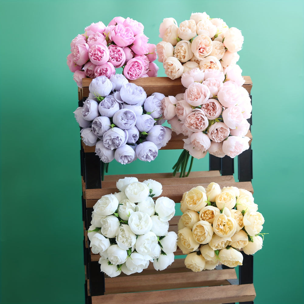 27-Headed Artificial Small Peony Flower Bunch