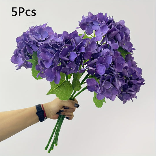 Set of 5 Artificial Silk Hydrangea Flowers