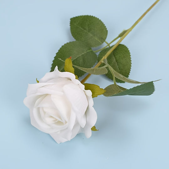 Realistic Artificial Rose Bouquet - Set of 10 with Stems